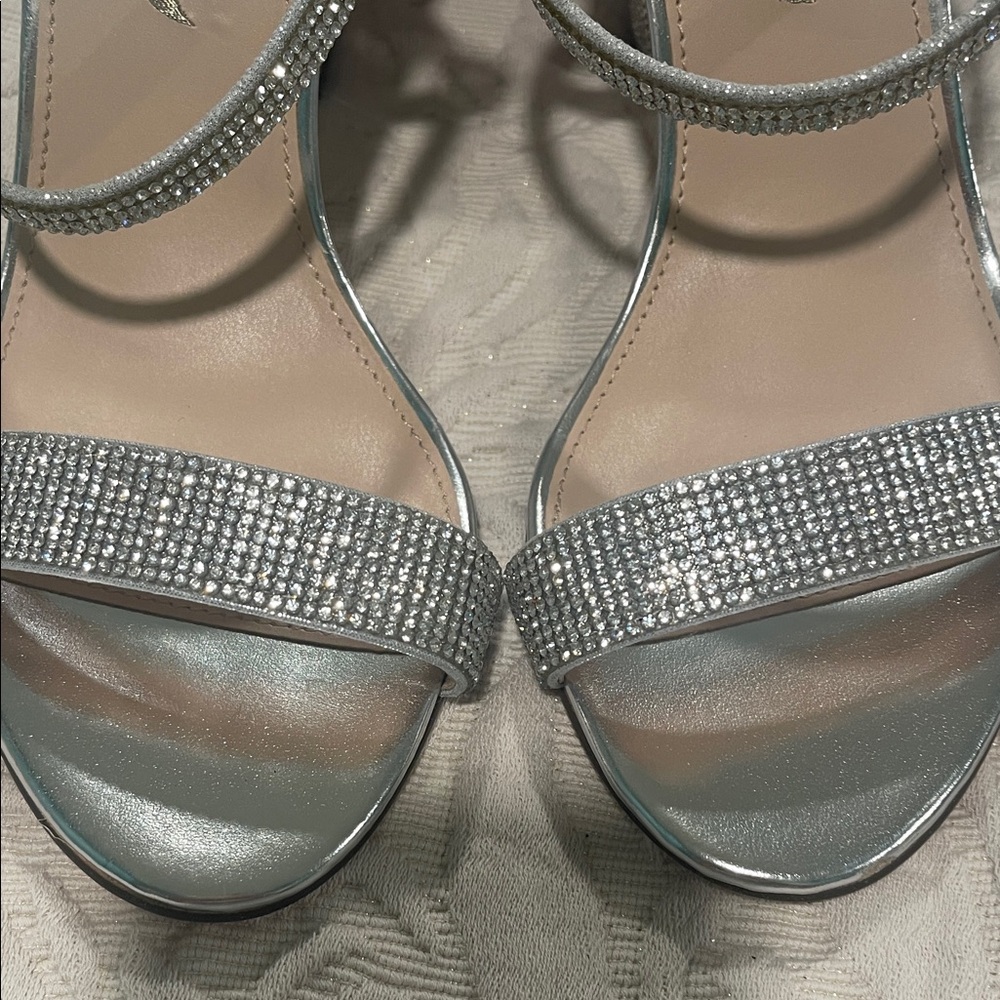 Nina Silver Rhinestone Heels - Picture 7 of 14
